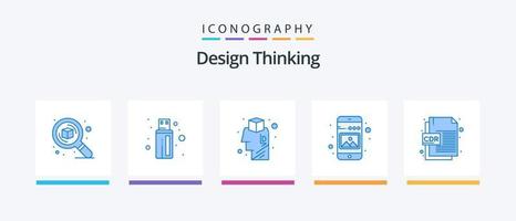 pack d'icônes design thinking bleu 5, y compris le fichier cdr. téléphone. cerveau. mobile. Galerie. conception d'icônes créatives vecteur