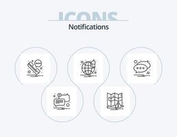 pack d'icônes de ligne de notifications 5 conception d'icônes. notification. alarme. non lu. notifier. cloche vecteur