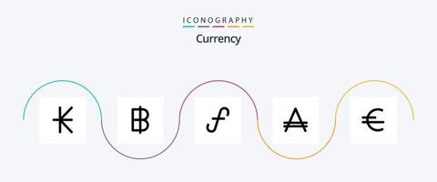 pack d'icônes de la ligne de devise 5, y compris l'argentine. thaï. monnaie. Aruba vecteur