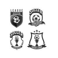 ensemble de logos de club de football, ballon de football. emblème de ballon de football, bouclier. tournoi d'école de football, but, compétition, étoile, feu, flamme, aigle, aile. illustration vectorielle colorée vecteur