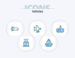pack d'icônes bleues de véhicules 5 conception d'icônes. transport. avion. Véhicules. désactivé. Véhicules vecteur