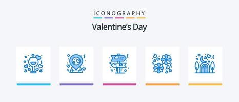 pack d'icônes bleues de la saint-valentin 5, y compris l'amant. loger. conseil. maison. cadeau. conception d'icônes créatives vecteur