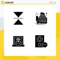 interface mobile glyphe solide ensemble de 4 pictogrammes d'ordinateurs de dispositif de connexion de développement flip éléments de conception vectoriels modifiables vecteur