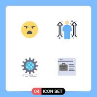 pack de 4 icônes plates créatives d'emoji affaires sentiment homme éléments de conception vectoriels modifiables dans le monde entier vecteur