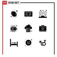 9 icônes créatives signes et symboles modernes d'étiquettes en ligne entreprise seo podium éléments de conception vectoriels modifiables vecteur