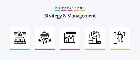 pack d'icônes stratégie et ligne de gestion 5, y compris cv. CV. échecs. lumière. utilisateur. conception d'icônes créatives vecteur