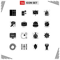 16 concept de glyphe solide pour les sites Web mobiles et les applications chat tableau d'argent jar cash éléments de conception vectoriels modifiables vecteur