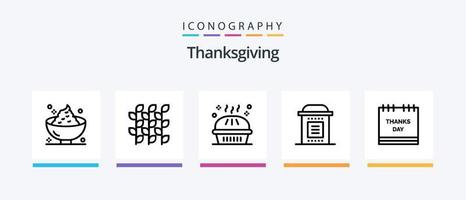 pack d'icônes de la ligne 5 de thanksgiving, y compris la tarte. gâteau. action de grâces. pâtisserie. tarte. conception d'icônes créatives vecteur