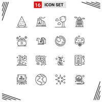 16 icônes créatives signes et symboles modernes de l'industrie des musées d'investissement administration gouvernementale éléments de conception vectoriels modifiables vecteur