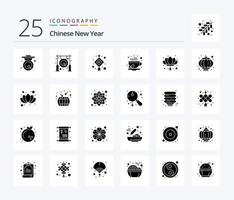 pack d'icônes de glyphes solides du nouvel an chinois 25, y compris le nouveau. Chinois. lumière. Chine. nouveau vecteur