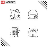 pack d'icônes vectorielles stock de 4 signes et symboles de ligne pour les éléments de conception vectoriels modifiables du parc d'applications de communication de maillot de bain nuage vecteur