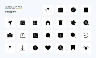 25 pack d'icônes de glyphes solides instagram vecteur