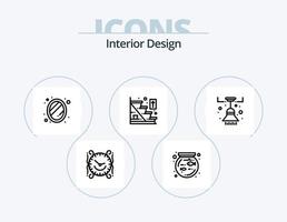 pack d'icônes de ligne de design d'intérieur 5 conception d'icônes. loger. porte. pot de fleur. étagère. meubles vecteur
