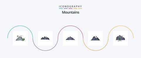 ligne de montagnes remplie de pack d'icônes plat 5 comprenant. montagne. arbre. nature vecteur