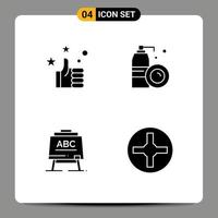 ensemble moderne de 4 glyphes et symboles solides tels que les favoris abc aérosol croix éléments de conception vectoriels modifiables vecteur