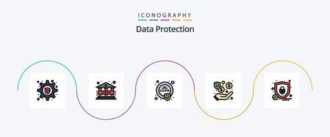 ligne de protection des données remplie de pack d'icônes plat 5 comprenant. sécurité. UE. protection. sécurité vecteur