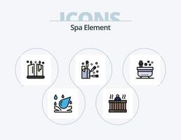pack d'icônes remplies de ligne d'élément de spa 5 conception d'icônes. spa. se détendre. yoga. massage. eau vecteur