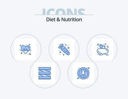 pack d'icônes bleues de régime et de nutrition 5 conception d'icônes. régime équilibré. betterave. cœur. betterave avec des feuilles. nourriture vecteur