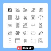 ensemble de 25 symboles d'icônes d'interface utilisateur modernes signes pour message de service de notification à la main éléments de conception vectoriels modifiables gass vecteur