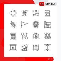 ensemble moderne de 16 contours et symboles tels que coton-tige récompenses dangereuses chimie biochimie éléments de conception vectoriels modifiables vecteur