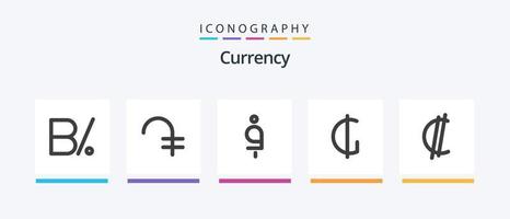 pack d'icônes plat 5 devises, y compris costa. paraguayen. afghane. paraguay. monnaie. conception d'icônes créatives vecteur