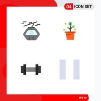 4 concept d'icône plate pour sites Web mobiles et applications plante alpine gondole argent sport éléments de conception vectoriels modifiables vecteur