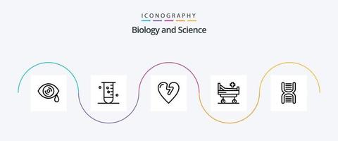 pack d'icônes de la ligne 5 de biologie, y compris la physique. ADN. crise cardiaque. la biologie. hôpital vecteur