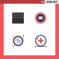 pack de 4 icônes plates créatives d'optimisation du temps de roue ruban horloge hôpital éléments de conception vectoriels modifiables vecteur