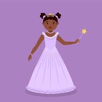 princesse noire vêtue d'une robe lilas vecteur