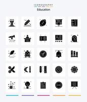 éducation créative pack d'icônes noir solide 25 glyphes tels que les statistiques. graphique. papeterie. graphique. jeu vecteur