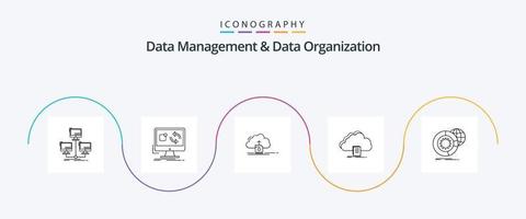 pack d'icônes de la ligne 5 de gestion des données et d'organisation des données, y compris le document. nuage. installer. l'informatique. sauvegarder vecteur