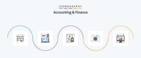 pack d'icônes plat 5 comptabilité et finance, y compris la croissance. l'image de marque. livre. marque. argent vecteur
