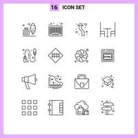 16 icônes créatives signes et symboles modernes d'exercice code intérieur direction de la salle à manger éléments de conception vectoriels modifiables vecteur