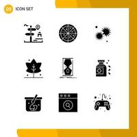 9 icônes créatives signes et symboles modernes d'accès anticipé brillant donnant des éléments de conception vectoriels modifiables à la feuille vecteur