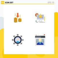 4 icônes plates vectorielles thématiques et symboles modifiables de l'analyse de la croissance monétaire éléments de conception vectoriels modifiables pour l'entreprise vecteur