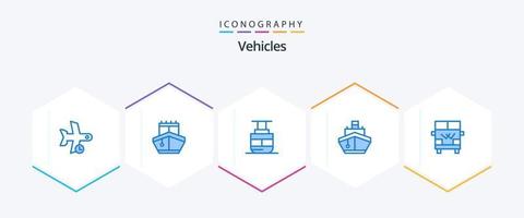 véhicules 25 pack d'icônes bleues comprenant des véhicules. transport. Véhicules. bateau. Véhicules vecteur