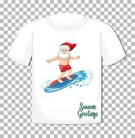 personnage de dessin animé de père Noël dans le thème de l'été de Noël sur t-shirt sur fond transparent vecteur