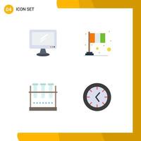 groupe de 4 icônes plates signes et symboles pour ordinateur patrick imac festival erlenmeyer flacon éléments de conception vectoriels modifiables vecteur