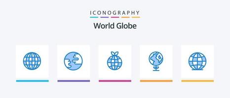 pack d'icônes globe bleu 5 comprenant. globe. monde. mondial. conception d'icônes créatives vecteur