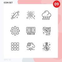 9 icônes créatives signes et symboles modernes d'éléments de conception vectorielle modifiables vecteur