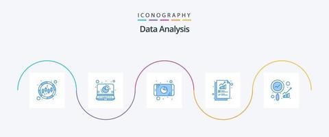 pack d'icônes bleues d'analyse de données 5, y compris l'analyse. graphique. analytique. numérique. tarte vecteur