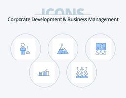 développement d'entreprise et gestion d'entreprise pack d'icônes bleues 5 conception d'icônes. homme. clé. humain. solution. ressources vecteur