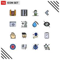 interface mobile ligne remplie de couleurs plates ensemble de 16 pictogrammes de logiciel codage application de fission nucléaire éléments de conception vectoriels créatifs modifiables à gauche vecteur