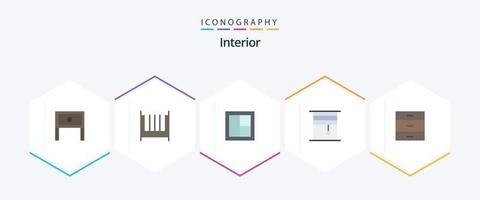 pack intérieur de 25 icônes plates comprenant des rouleaux. conception. intérieur. rideau. fenêtre vecteur