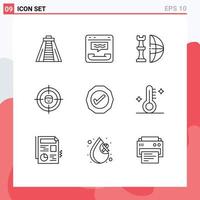 ensemble moderne de 9 contours pictogramme de ressources recrutement échecs plan humain éléments de conception vectoriels modifiables vecteur