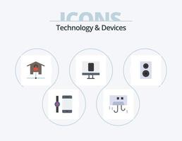 appareils icône plate pack 5 conception d'icônes. électronique. la télé. dispositifs. télécommande. Maison intelligente vecteur