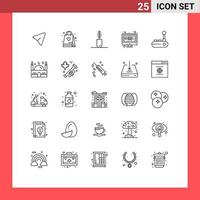 pack de 25 symboles universels d'accessoires de chat joypad question éléments de conception vectoriels modifiables par ordinateur vecteur