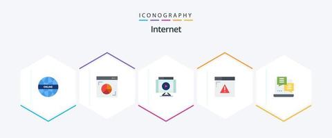 pack d'icônes plat internet 25 incluant le développement. la toile. l'Internet. sécurité. vidéo vecteur