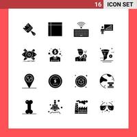 ensemble de 16 symboles d'icônes d'interface utilisateur modernes signes pour les efforts de conception graphique de la maison éléments de conception vectoriels modifiables vecteur