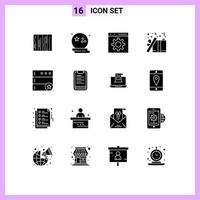 pack de glyphes solides de 16 symboles universels de programmation de lune de cadeau de noël développer des éléments de conception vectoriels modifiables vecteur